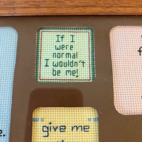 Vintage Framed Cross Stitch Sampler Inspirational Sayings Wall Art 14.5"x11.5" - Picture 3 of 16